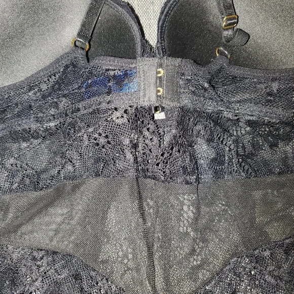 RACHEL Rachel Roy Black Lace Woman's Molded cup teddy Bodysuit Size XL - Picture 6 of 16